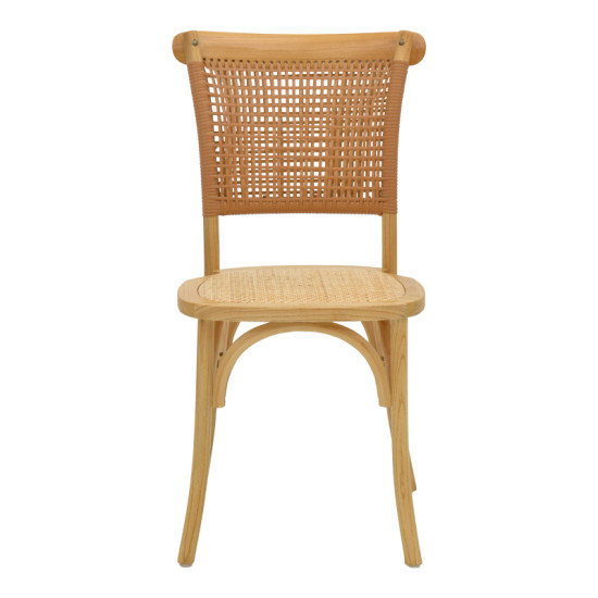 Καρέκλα Karley φυσικό ξύλο οξιάς-έδρα φυσικό rattan 48x52x89εκ **
