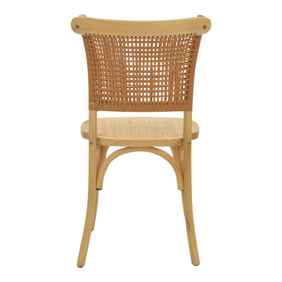 Καρέκλα Karley φυσικό ξύλο οξιάς-έδρα φυσικό rattan 48x52x89εκ **