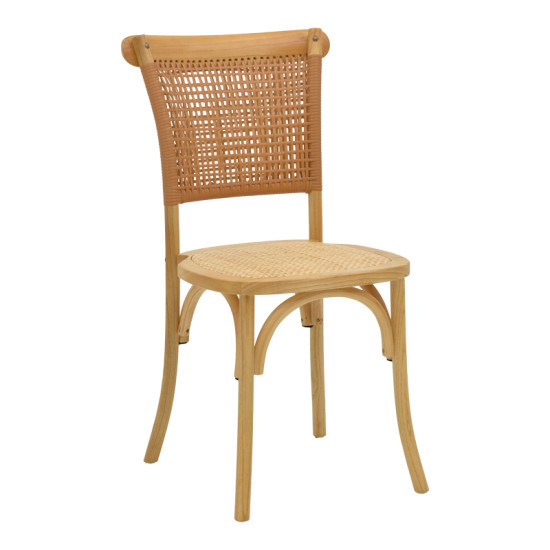 Καρέκλα Karley φυσικό ξύλο οξιάς-έδρα φυσικό rattan 48x52x89εκ **
