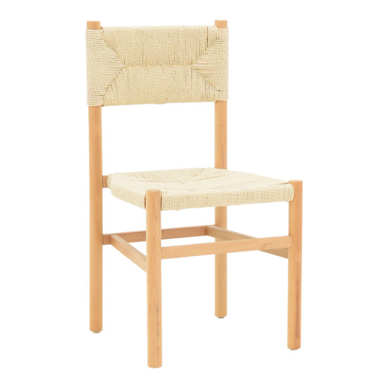 Καρέκλα Oarvine φυσικό rubberwood-φυσικό σχοινί 46x52x88εκ **