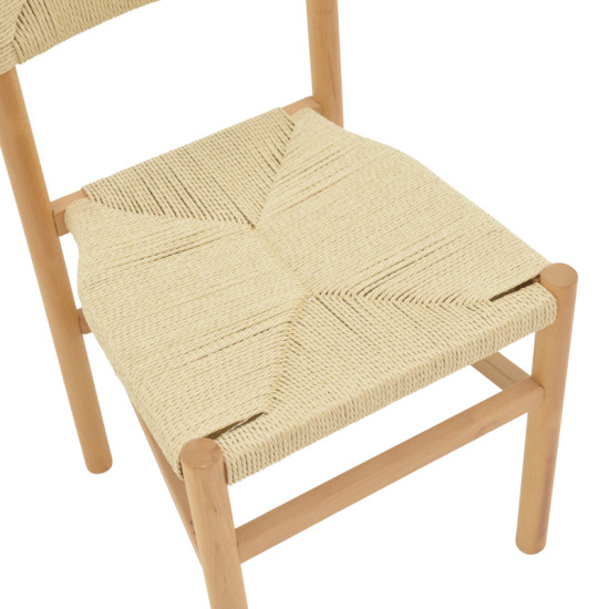 Καρέκλα Oarvine φυσικό rubberwood-φυσικό σχοινί 46x52x88εκ **