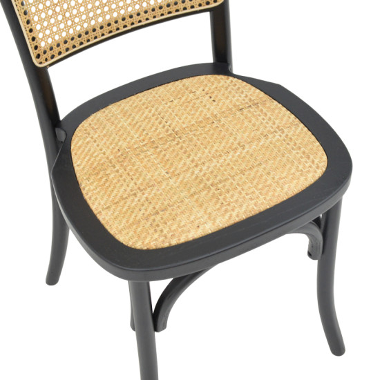 Καρέκλα στοιβαζόμενη Zozele φυσικό rattan pe-μαύρο toon wood 45x51x88εκ **
