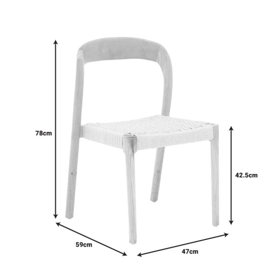 Καρέκλα Tavrine σχοινί-rubberwood σε φυσική απόχρωση 47x59x78εκ **