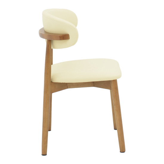 Καρέκλα Ubene rubberwood και pu σε καρυδί και μπεζ απόχρωση 46x58x79εκ **