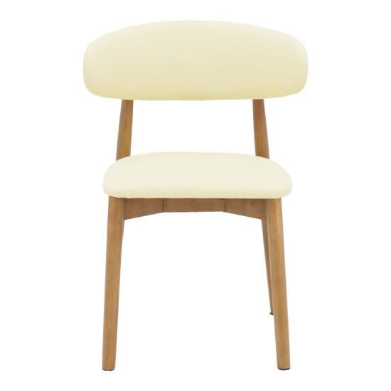 Καρέκλα Ubene rubberwood και pu σε καρυδί και μπεζ απόχρωση 46x58x79εκ **
