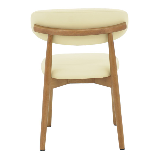 Καρέκλα Ubene rubberwood και pu σε καρυδί και μπεζ απόχρωση 46x58x79εκ **