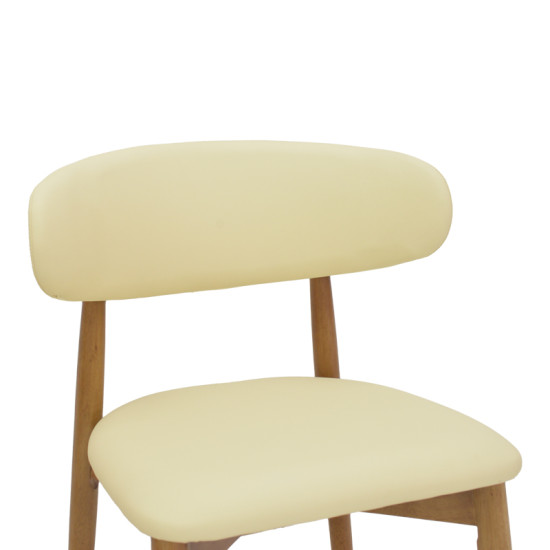 Καρέκλα Ubene rubberwood και pu σε καρυδί και μπεζ απόχρωση 46x58x79εκ **