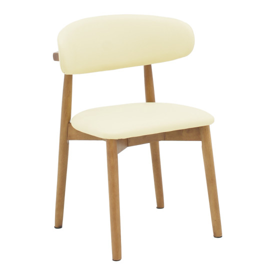 Καρέκλα Ubene rubberwood και pu σε καρυδί και μπεζ απόχρωση 46x58x79εκ **