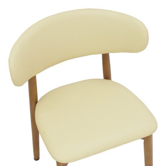 Καρέκλα Ubene rubberwood και pu σε καρυδί και μπεζ απόχρωση 46x58x79εκ **