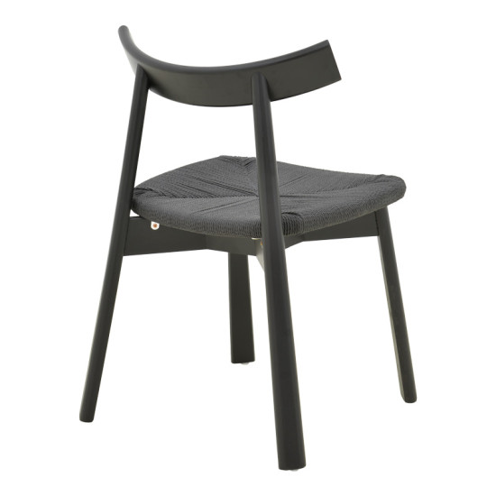 Καρέκλα Clareta rubberwood-σχοινί σε μαύρη απόχρωση 53x55x79εκ **