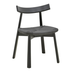Καρέκλα Clareta rubberwood-σχοινί σε μαύρη απόχρωση 53x55x79εκ **