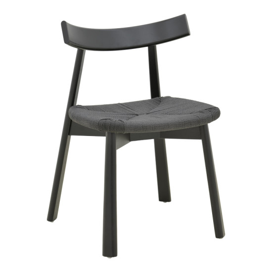 Καρέκλα Clareta rubberwood-σχοινί σε μαύρη απόχρωση 53x55x79εκ **