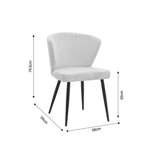 Καρέκλα Mattia κρεμ ύφασμα-πόδι μαύρο μέταλλο 55x53x80εκ **