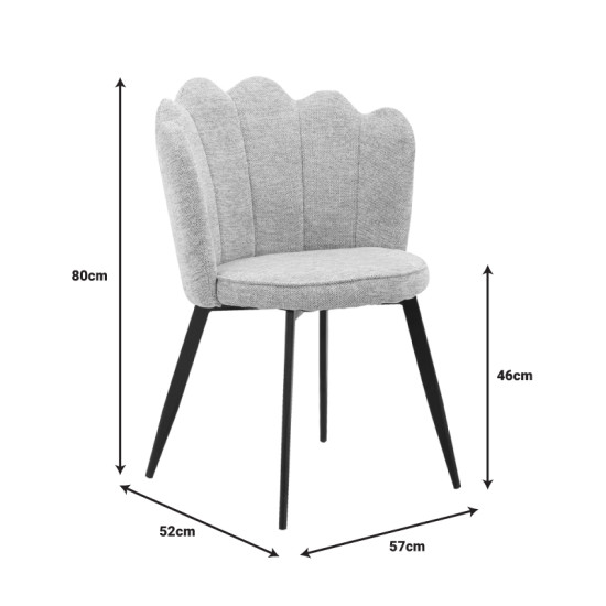 Καρέκλα Rosalia γκρι ύφασμα-πόδι μαύρο μέταλλο 57x52x80εκ **
