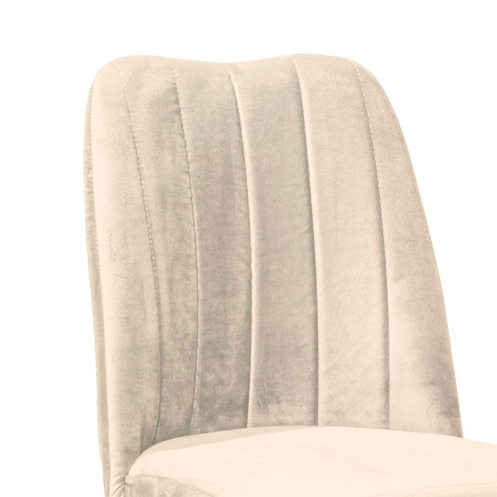 Καρέκλα Vespera I pakoworld βελούδο εκρού-καρυδί πόδι - 4τμχ.
