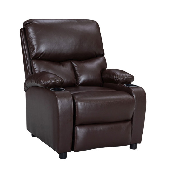 Πολυθρόνα relax με ποτηροθήκη Gartia  καφέ PU 79x94x102εκ **