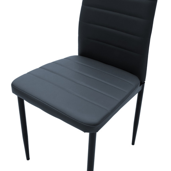 Καρέκλα Parker PU ανθρακί-μαύρο πόδι 42x48x98εκ - 4τμχ. **