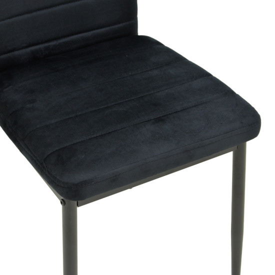 Καρέκλα Parker βελούδο σε μαύρη απόχρωση με μαύρα μεταλλικά πόδια 39.5x48x95εκ - 4τμχ. ** Καρέκλα Parker βελούδο σε μαύρη απόχρωση με μαύρα μεταλλικά πόδια 39.5x48x95εκ - 4τμχ. **