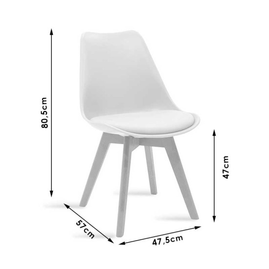 Καρέκλα Gaston PP-PU γκρι-φυσικό πόδι 48x55x83εκ **