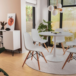 Καρέκλα Julita PP λευκό-φυσικό πόδι 46x50x82εκ **