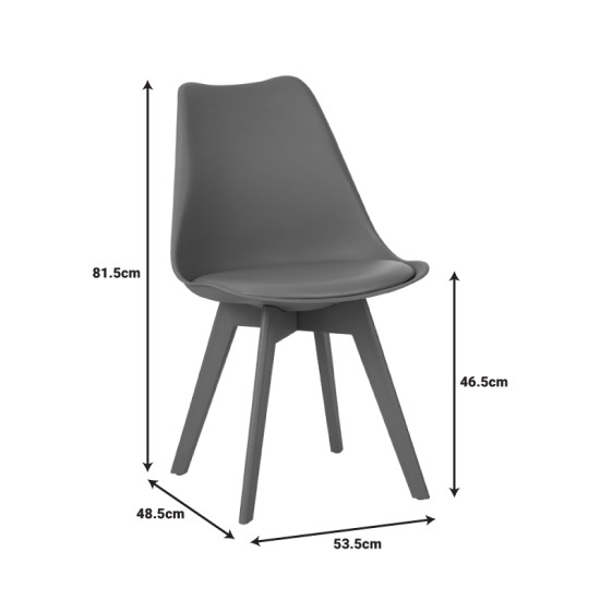 Καρέκλα Gaston I PP-PU σε μαύρη απόχρωση 48.5x53.5x81.5εκ **