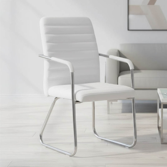 Καρέκλα επισκέπτη Sefine λευκό pu-πόδι χρωμίου 53x45x97εκ **