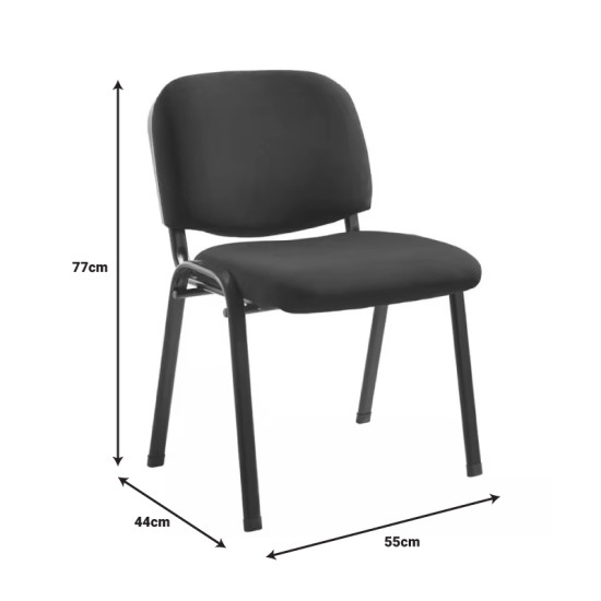 Καρέκλα επισκέπτη στοιβαζόμενη Anilian μαύρο ύφασμα-πόδι μαύρο μέταλλο 55x44x77εκ **