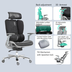 Καρέκλα γραφείου διευθυντή Chocky μαύρο mesh 68x69x120εκ **