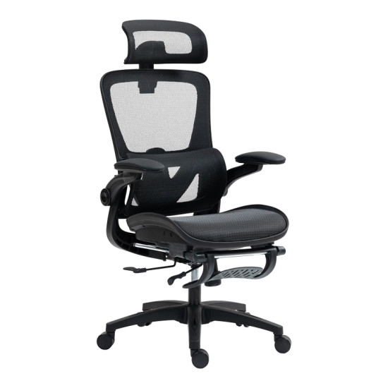 Καρέκλα γραφείου εργασίας Zenyk mesh μαύρη 63x70x126εκ **