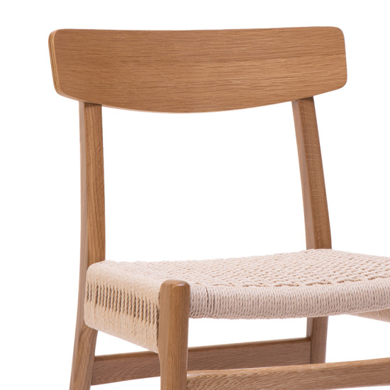 Καρέκλα Safal oak δρυς ξύλο-έδρα εκρού σχοινί 51x50x78εκ **