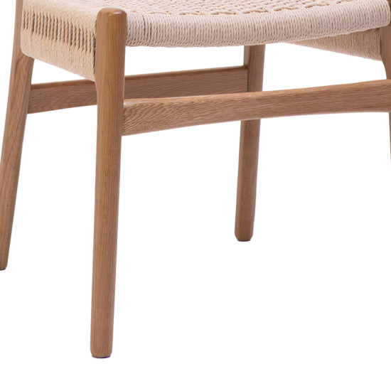 Καρέκλα Safal oak δρυς ξύλο-έδρα εκρού σχοινί 51x50x78εκ **