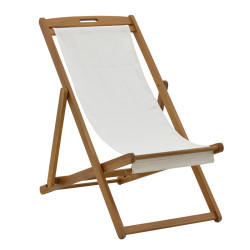 Σεζλόνγκ Franclow ξύλο ακακίας φυσικό-πανί pvc λευκό **