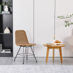 Καρέκλα Pamela pe rattan σε φυσική απόχρωση και μαύρα μεταλλικά πόδια 44x58x82εκ **
