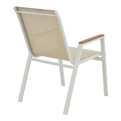 Πολυθρόνα Azelie αλουμινίου σε απόχρωση textilene μπεζ και πόδι λευκό 56x75x88εκ **