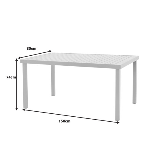 Τραπέζι Kliton  αλουμινίου λευκό 150x80x74εκ **
