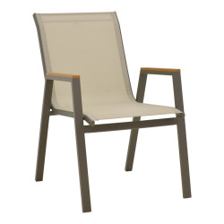 Πολυθρόνα Azelie στοιβαζόμενη σαμπανιζέ αλουμίνιο και textilene σε ανοιχτή γκρι απόχρωση 56x75x88εκ **