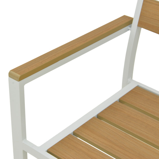 Πολυθρόνα Breze στοιβαζόμενη plywood σε φυσική-αλουμίνιο σε λευκή απόχρωση 57.5x60x88εκ **