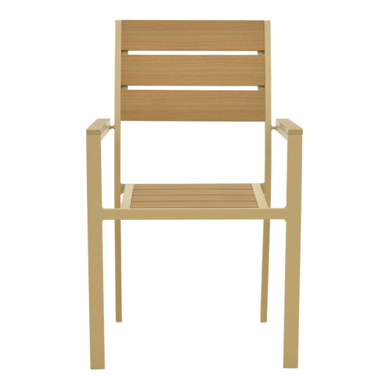 Πολυθρόνα Breze στοιβαζόμενη plywood σε φυσική-αλουμίνιο σε cappuccino απόχρωση 57.5x60x88εκ **