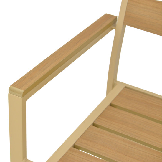 Πολυθρόνα Breze στοιβαζόμενη plywood σε φυσική-αλουμίνιο σε cappuccino απόχρωση 57.5x60x88εκ **