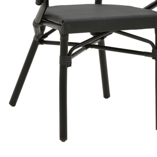 Πολυθρόνα Isaia μαύρο αλουμίνιο-textilene μαύρο 57x57x83εκ **