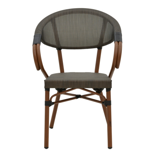 Πολυθρόνα Isaia καρυδί αλουμίνιο-textilene μαύρο 57x57x83εκ **