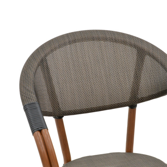 Πολυθρόνα Isaia καρυδί αλουμίνιο-textilene μαύρο 57x57x83εκ **