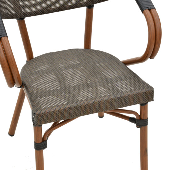 Πολυθρόνα Isaia καρυδί αλουμίνιο-textilene μαύρο 57x57x83εκ **