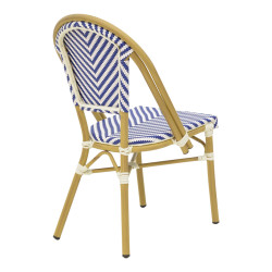 Καρέκλα Uamrin στοιβαζόμενη φυσικό αλουμίνιο-λευκό και μπλε pe rattan 46x57x85εκ **