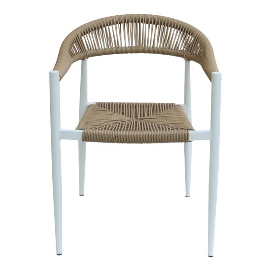 Πολυθρόνα Fagen στοιβαζόμενη λευκό αλουμίνιο-φυσικό textilene 56x60x78εκ **