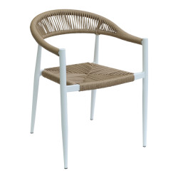 Πολυθρόνα Fagen στοιβαζόμενη λευκό αλουμίνιο-φυσικό textilene 56x60x78εκ **