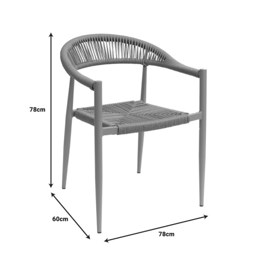 Πολυθρόνα Fagen στοιβαζόμενη λευκό αλουμίνιο-φυσικό textilene 56x60x78εκ **