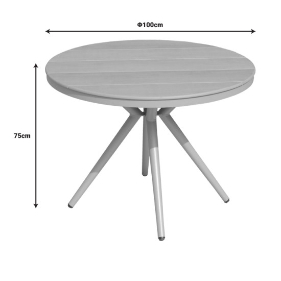 Τραπέζι Hilly plywood και αλουμίνιο σε σαμπανιζέ απόχρωση Φ100x75εκ **