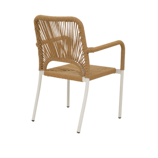 Πολυθρόνα αλουμινίου Norture στοιβαζόμενη λευκός σκελετός rattan σε φυσική απόχρωση 57x61x85εκ **