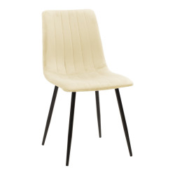 Καρέκλα Noor μπεζ ύφασμα με πόδι μετάλλου σε μαύρη απόχρωση 44x53x86εκ - 4τμχ. ** Καρέκλα Noor μπεζ ύφασμα με πόδι μετάλλου σε μαύρη απόχρωση 44x53x86εκ - 4τμχ. **